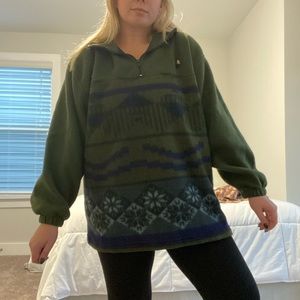 Vintage Fleece Olive Green Pullover